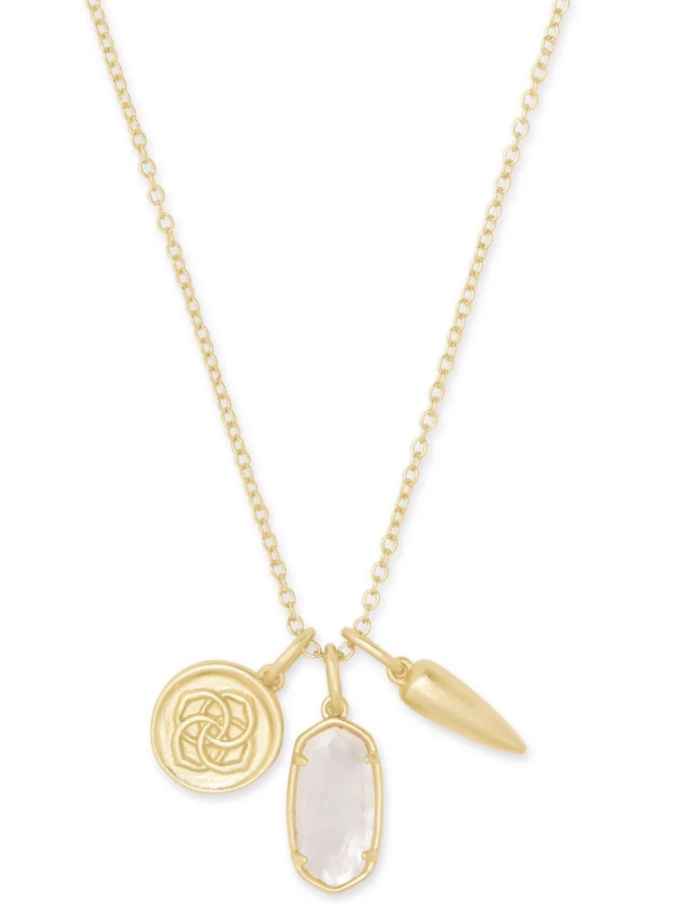 Kendra Scott Dira Coin Charm Necklace Gold plated Brass Ivory Mother of Pearl